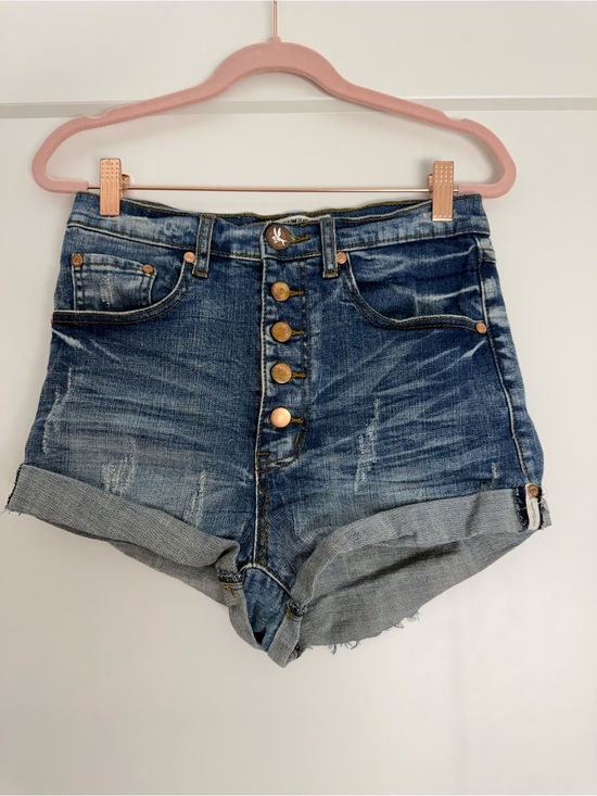 One Teaspoon Pants - One Teaspoon Bandits High Rise Button Fly Denim Shorts Size 25